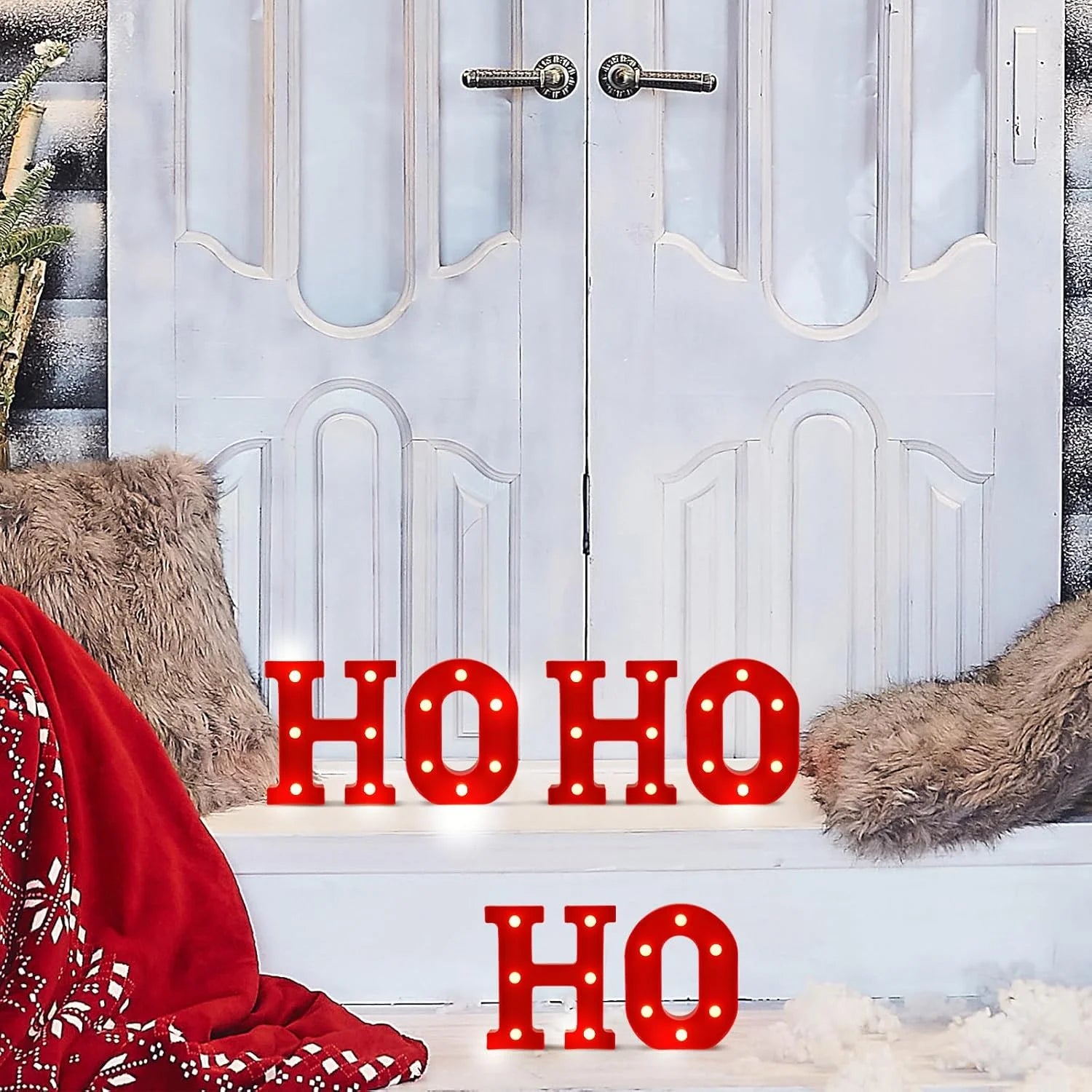 Ho Ho Ho LED Letter Christmas in July Lights Sign Table Decor Light up Letters for Home Christmas Party Bedroom Tabletop Decor