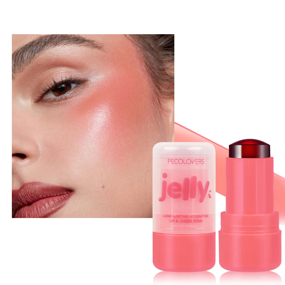 3 in 1 Blusher Stick Long Lasting Waterproof Matte Blush Eyeshadow Lip Universal Jelly Tint Stick Matte Contour Makeup