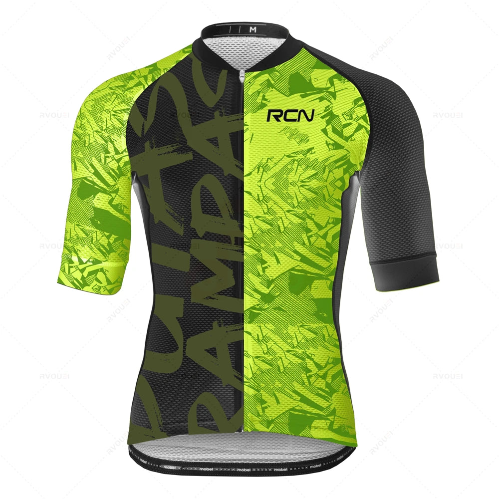 2025 RCN Pro Team Cycling Jersey Set – Men’s Short Sleeve Road Bike & MTB Racing Kit, Breathable Summer Bicycle Clothing with Bib Shorts