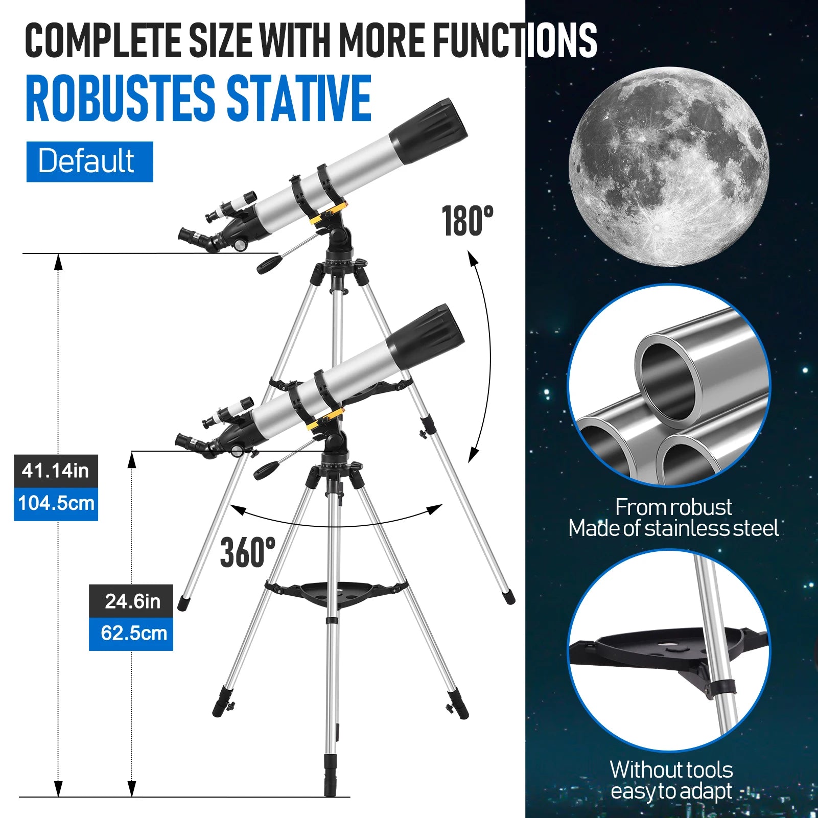 Astronomical Telescope With Finderscope 675 Time Zoom High-definition Moon Viewing Telescope With Phone Rack Refractor Telescope
