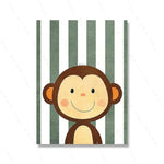 Tiger Lion Frog Bear Cat Balloon Funny Animals Posters Prints Wall Art Canvas Neutral Nursery Pictures for Baby Kids Room Decor