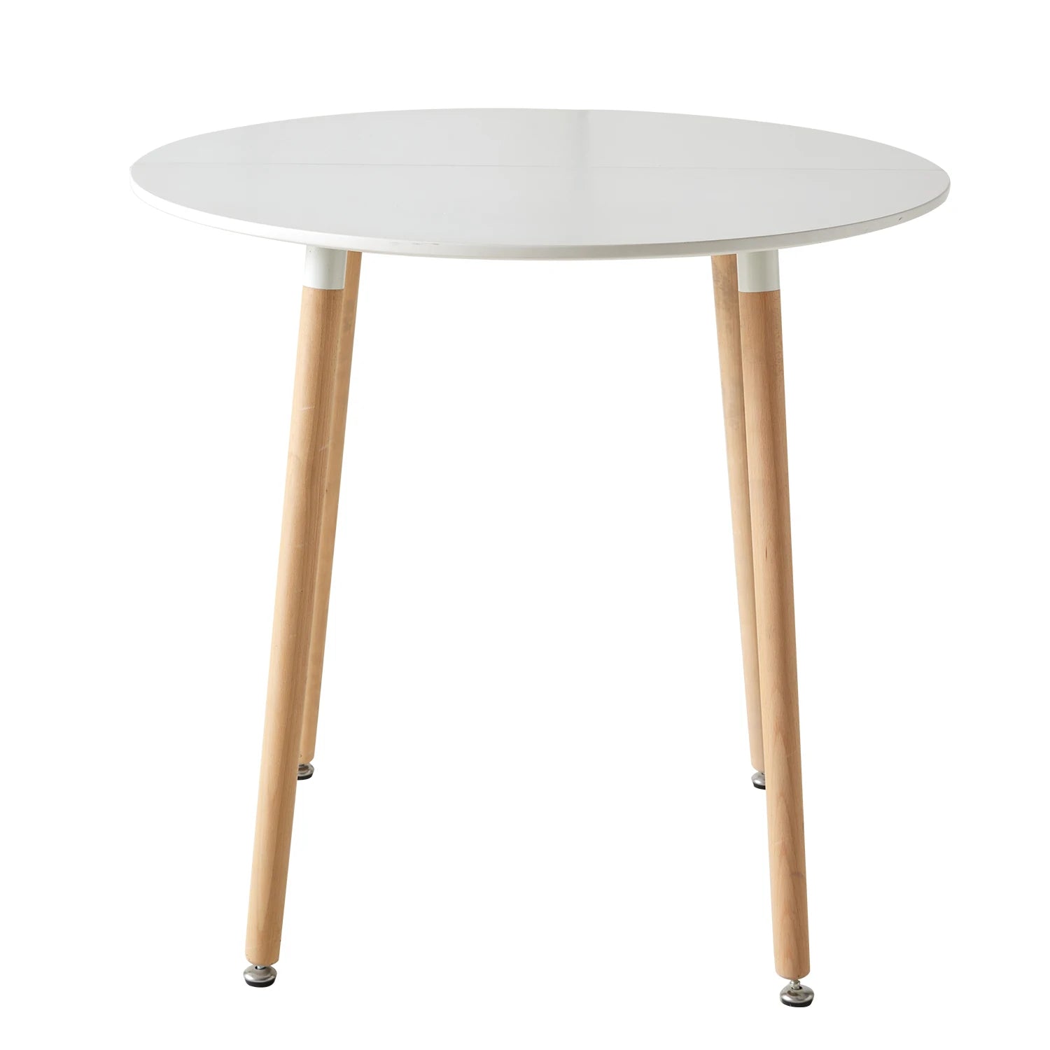 Modern Round Dining Table Nordic Scandinavian MDF Top Solid Beech Legs for Living Room Dining Room White