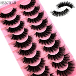 NEW 10 Pairs Cat Eye Lashes Fluffy Faux Mink Lashes 8D Wispy Lashes Pack Dramatic Long Thick Volume Eyelashes False Eyelas