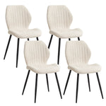 4Pcs Dining Chairs Linen Fabric Kitchen Chairs w/ Upholstered Padded Metal Legs for Office Balcony Restaurant Cafe Beige