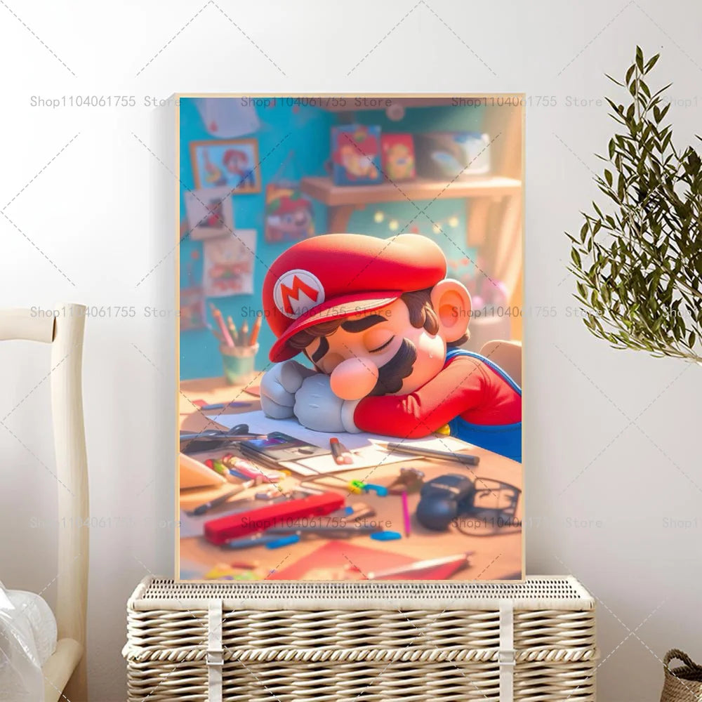 1PC Classic Anime Movie M-Marios Poster Self-adhesive Art Waterproof Paper Sticker Coffee House Bar Room Wall Decor