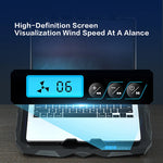 Laptop Cooling Stand for 17 Inch Notebook with 5 Height and 6 Wind Speed Adjustments, 4 Fans, LCD Display, and 2 USB Ports