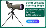 Svbony SV28plus 50/60/70mm Spotting Scope Zoom Telescope Powerful Long Range PORRO Prism Suit for Archery Target Shooting