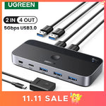 UGREEN USB KVM Switch USB 3.0 Switcher KVM Switch for PC Keyboard Mouse Printer 2 PCs Sharing 4 Devices USB Switch