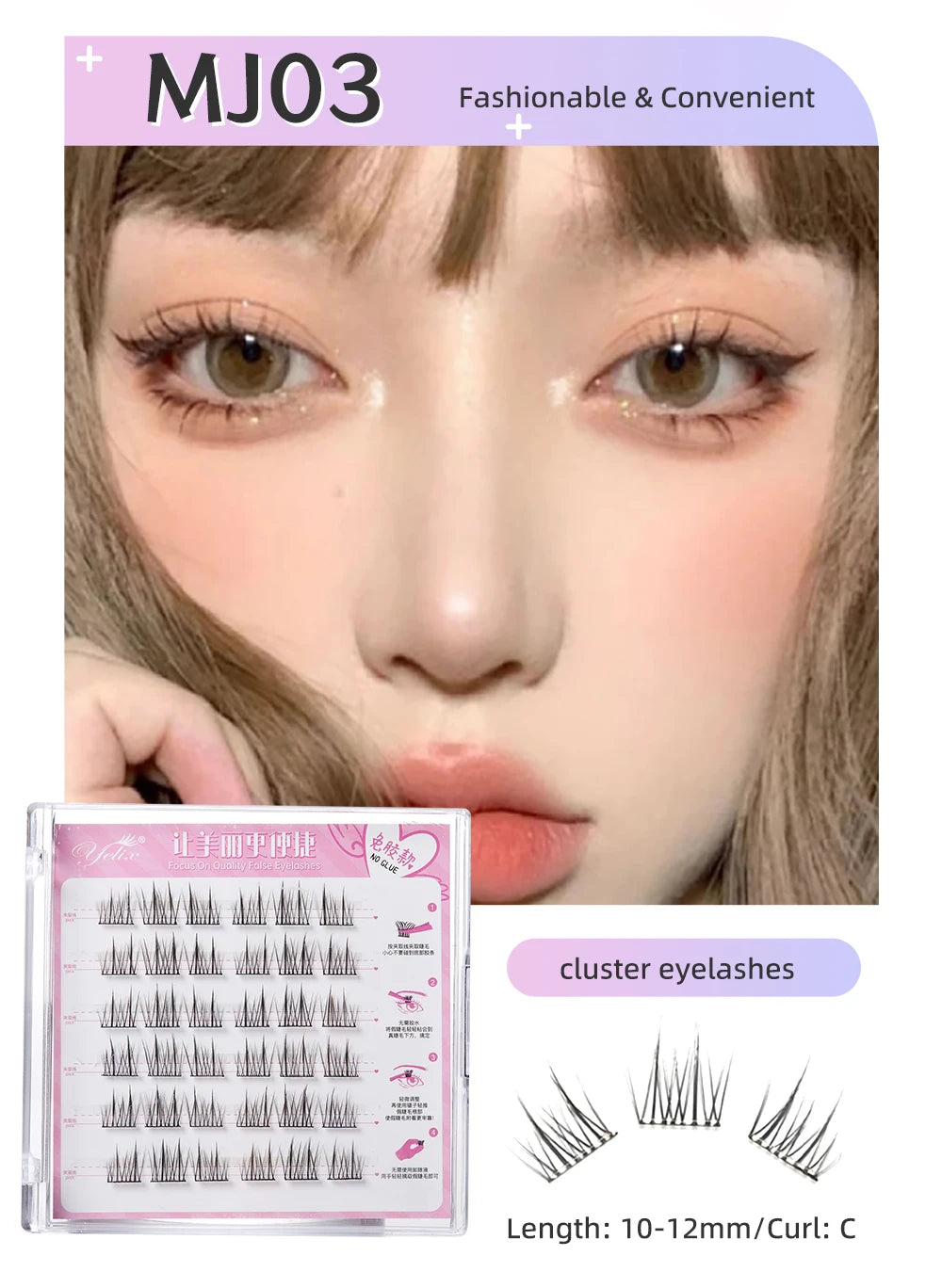 Yelix large capacity Self-Adhesive Eyelashes No Glue Fake Lashes Extensions Reusable for Makeup Soft Mink Eyelashes