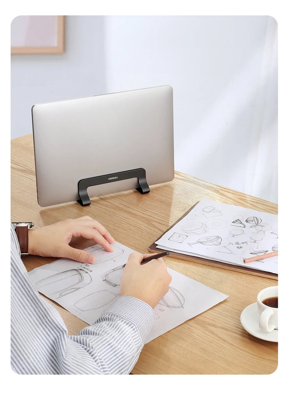 UGREEN Vertical Laptop Stand For MacBook Pro Aluminum Portable Notebook Stand Laptop Support MacBook Air Pro Tablet Phone Stand