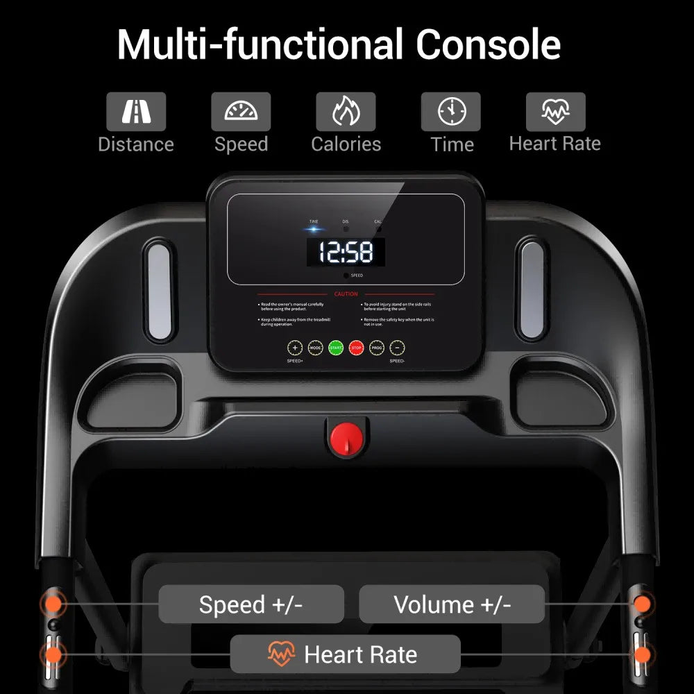 ROBORE P9 3.0HP Quiet Brushless Treadmill w/ Heart Rate Sensor, Shock Absorption & Easy Fold, 14KM/H , Emitting 45 dB