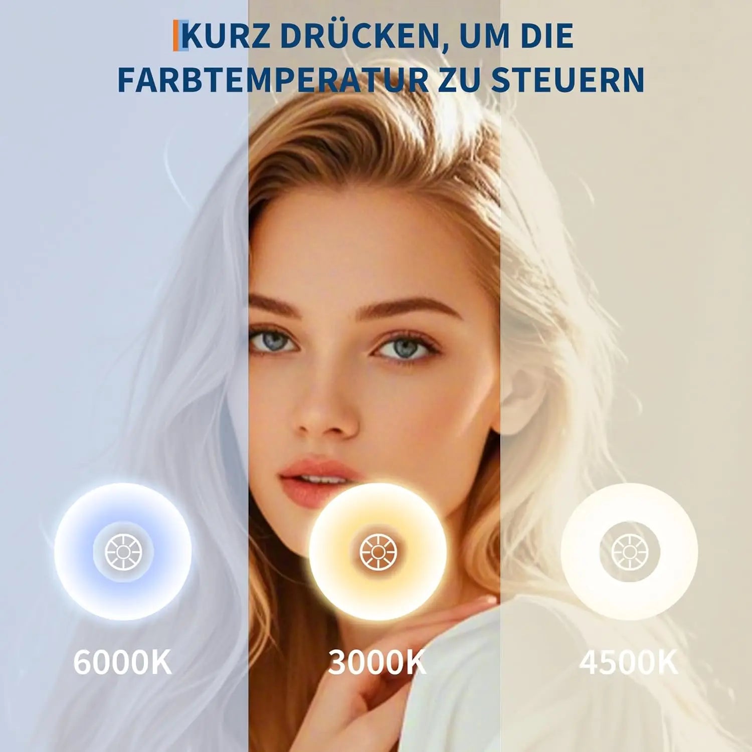 50/60cm Round LED Backlit Mirror Bathroom Vanity with Lights Anti-Fog Dimmable Smart Wall Mirror with Time and Touch Switch