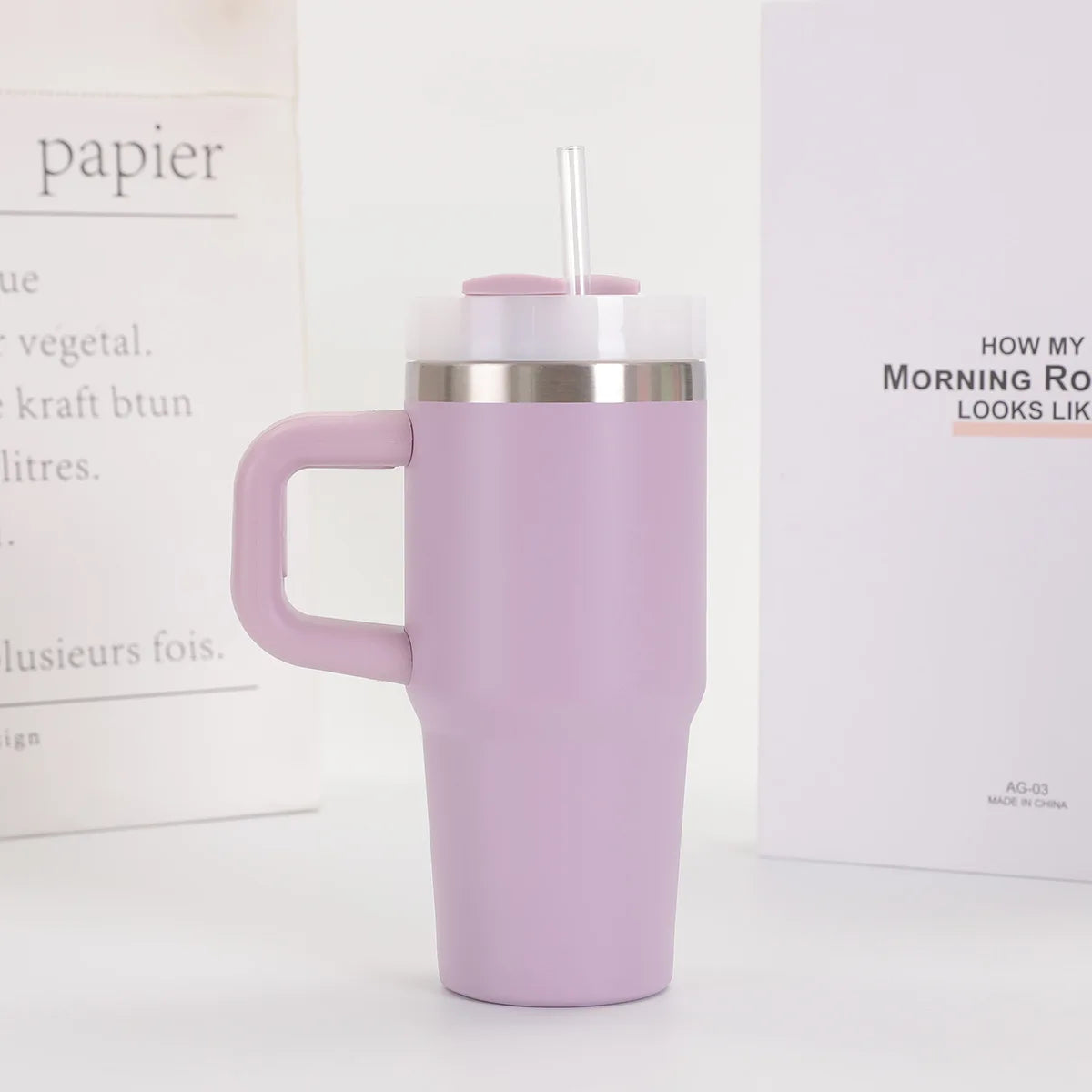 14oz Car Mug with Handle Double-layer Vacuum Coffee Cup Portable Water Cup Large Capacity 304 Stainless Steel Travel Thermal Cup