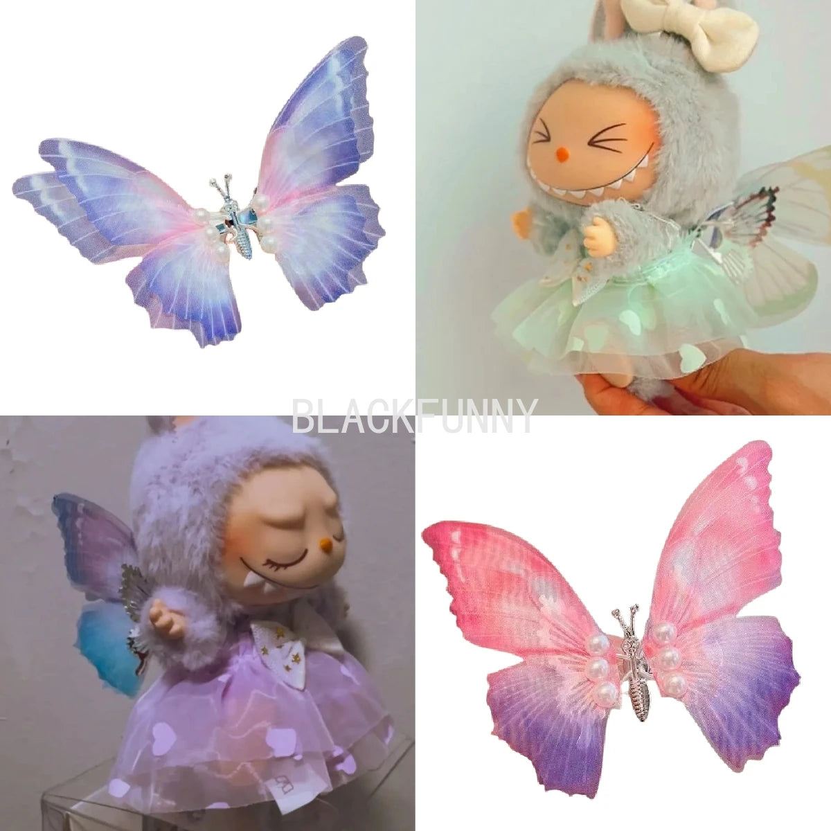 15/17cm Labubu Elf Costume Butterfly Wings and Tulle Skirt Doll Clothes Replacement