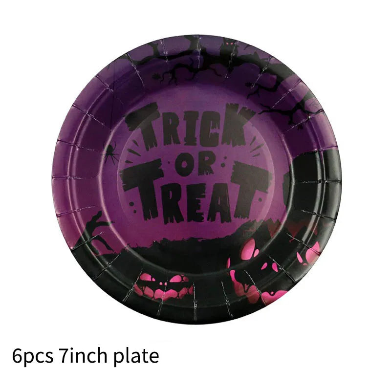 Halloween Themed Disposable Tableware Cups 7 Inch Plates 9 Inch Plates Halloween Party Decoration Supplies Festival Supplies