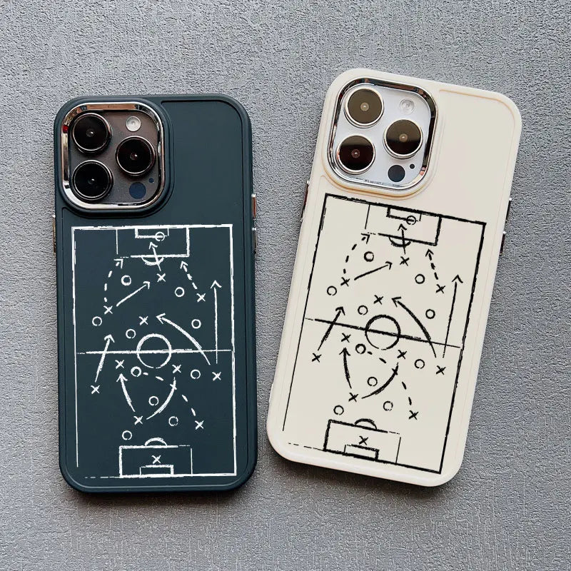 Case For iPhone 16 15 14 Pro Max Plus 13 12 11 Pro Max XR XS X 7 8 SE Football Basketball Tactical Board Pattern Silicone Covers
