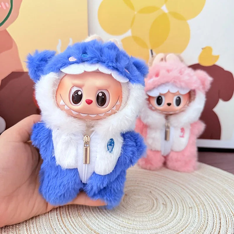 Abubu Doll Clothes Cute Cartoon Jumpsuit for Labubu Idol V1 V2 Dolls Clothing Accessories 15/17cm Plush Doll Universal