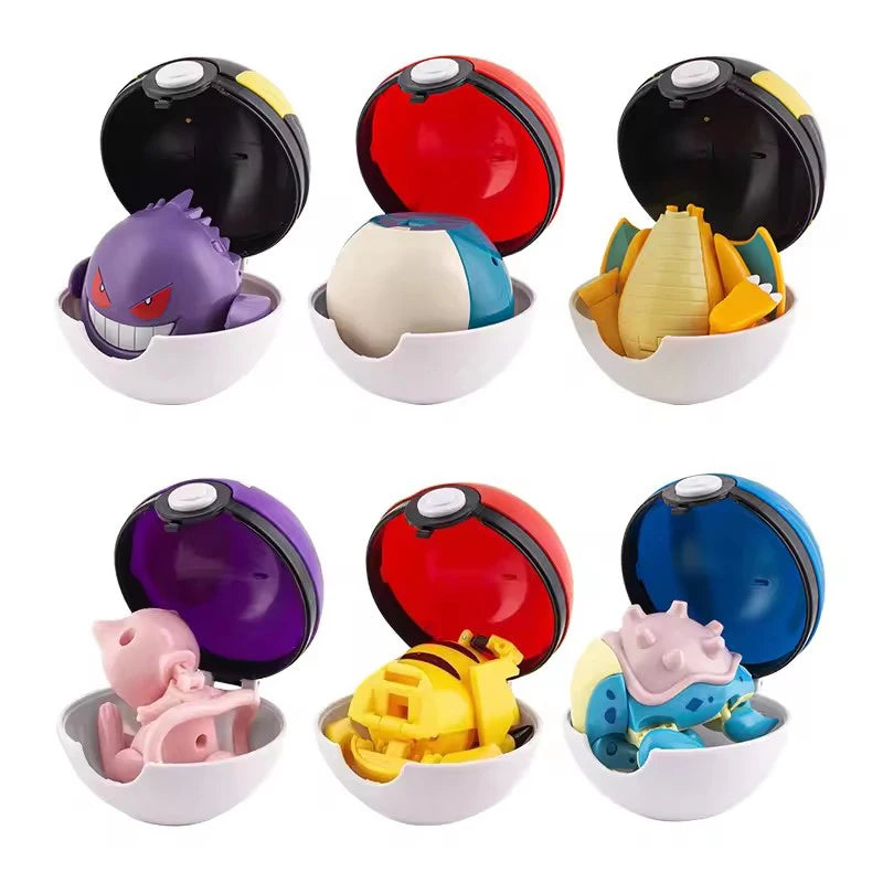 Pokemon Ball Toys Anime Figure Charizard Pikachu Mewtwo Eevee Monster Action Deformation Pokeball Toys Figures Model Kids Gifts
