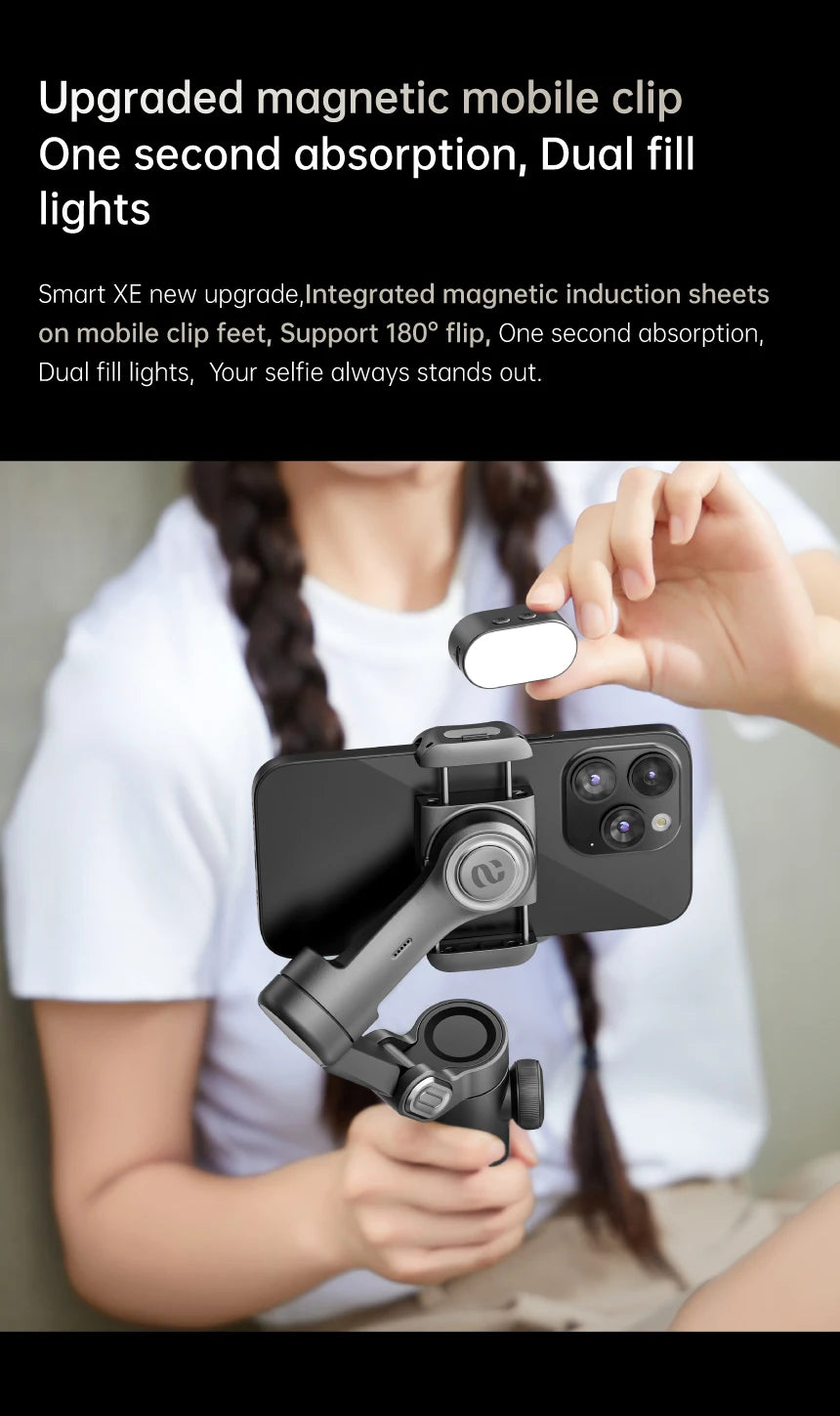 Smart XE 3-Axis Smartphone Gimbal Stabilizer with Fill Light