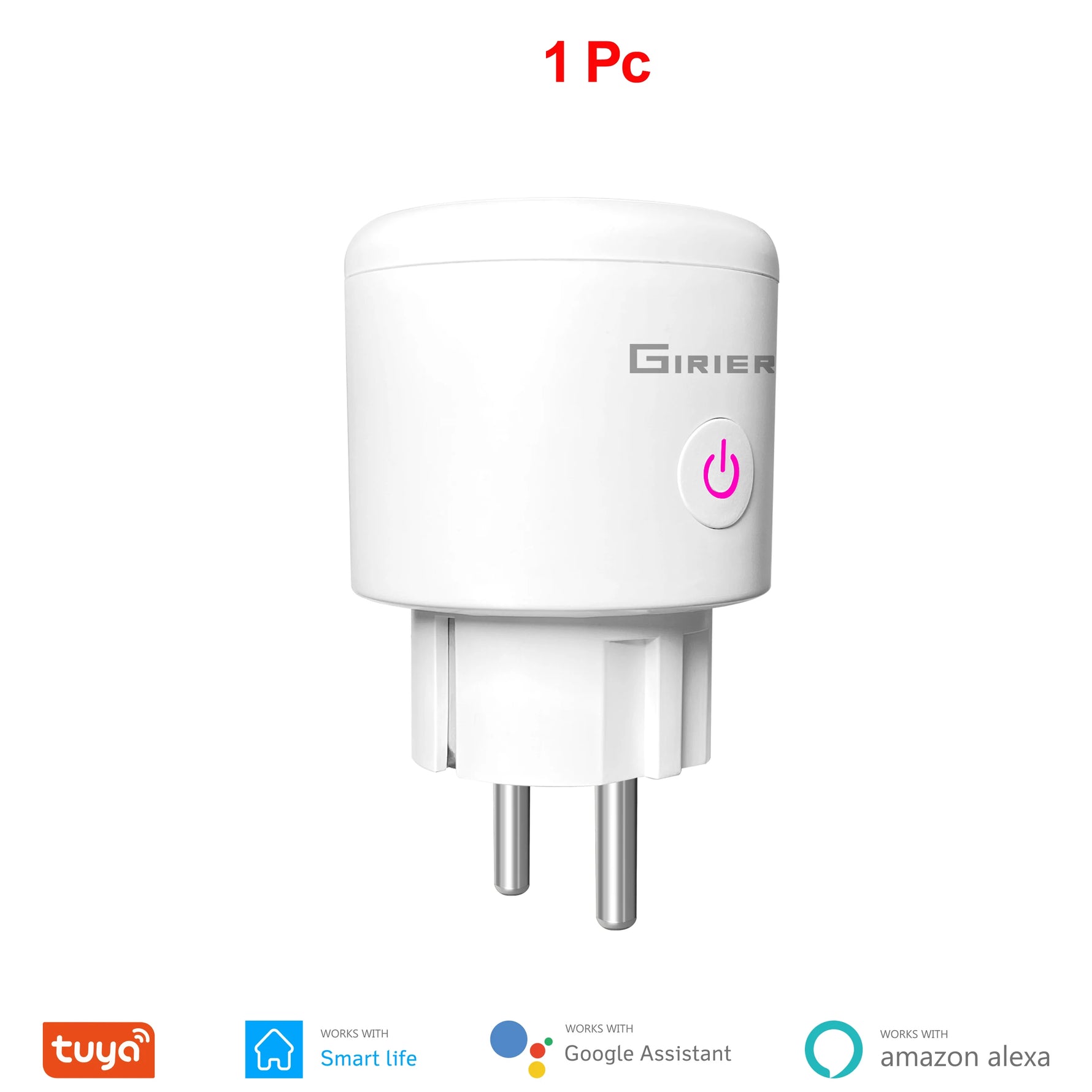 GIRIER Tuya Smart Wifi Plug EU with Power Monitoring 20A Smart Socket Outlet 4200W Compatible with Alexa Hey Google Yandex Alice