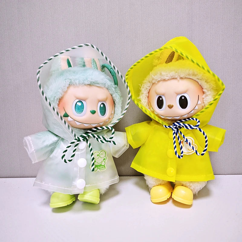 15-17cm Labubu Doll Clothes Dolls Raincoats Waterproof Rain Boots Shoes Set Clothing for Labubu Outfit Match Accessories Toys