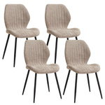Set of 4 Upholstered Padded Dining Chairs Linen Fabric Kitchen Chairs Metal Legs for Balcony Restaurant Cafe Home Room