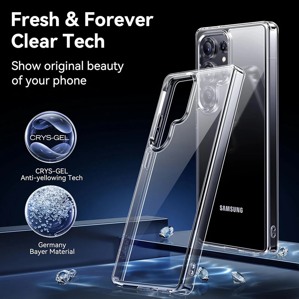 Shockproof Hard Case For Samsung Galaxy S25 Ultra S25+ Plus Hybrid Crystal Clear Acrylic Cover For S25ultra 25 Silicone Soft She