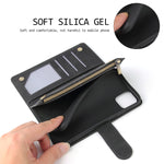 Premium Leather Wallet Case For iPhone 16 15 14 13 12 11 17 Pro Max Plus 17Air 16e Zipper Wallet Card Slots Magnetic Flip Cover