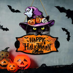 1pcs 2D Halloween Trick-or-Treat Wooden Sign Monster Face Pumpkin Design Rope Hanger Porch Wall or Halloween Garden Party Decora