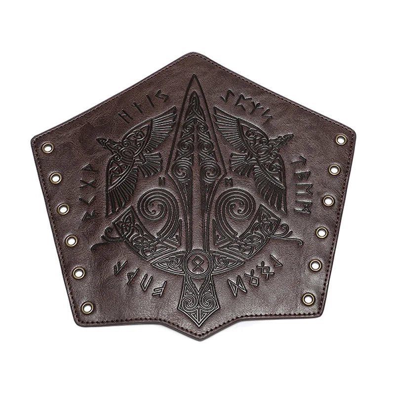 Medieval PU Leather Gauntlet Wristband Medieval Arm Bracers Punk Bracer Wrist Guards for Halloween Warrior Knight Photo Props