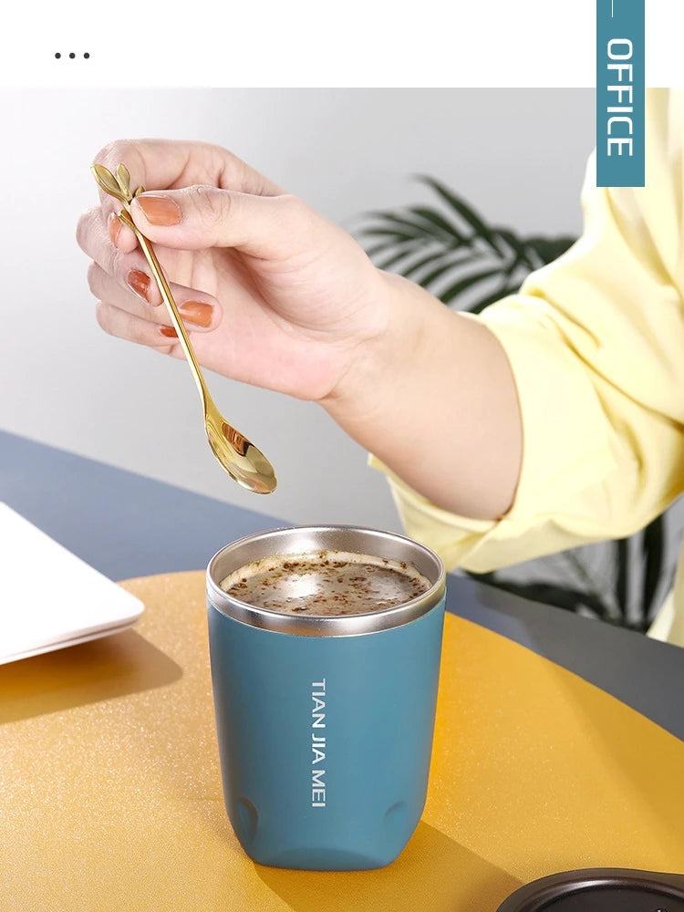 300ml Thermos Cup Men's and Women's Exquisite Portable Cup 304 Stainless Steel Simple Water Cup Office and Home Milk Coffee Cup