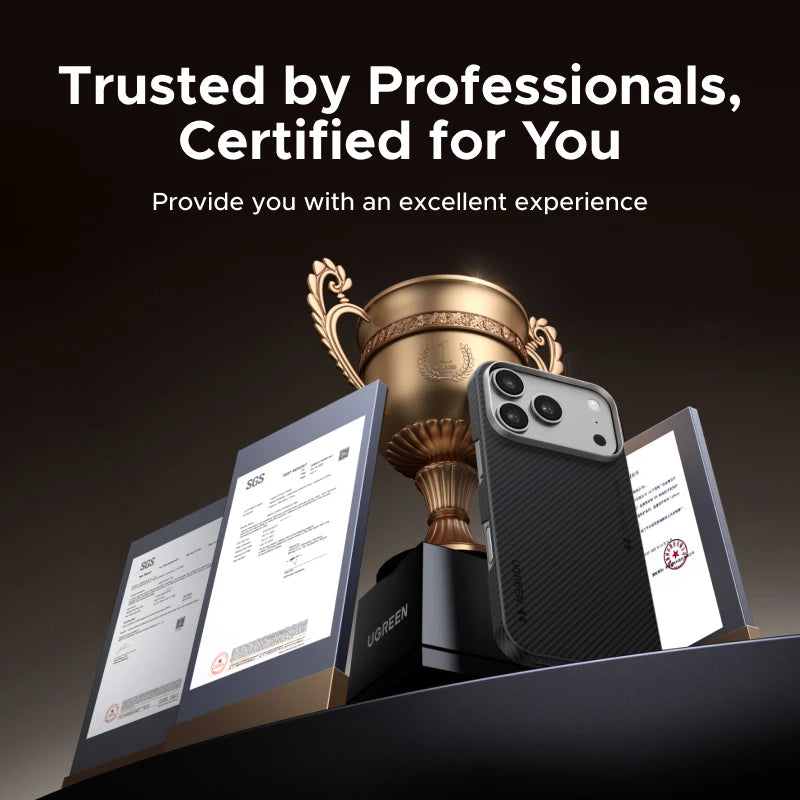 UGREEN Aramid Fiber Case for iPhone 17 Pro Max Aramid Fiber Thin Cover Military Protection Slim Hard Back Case Matte Black