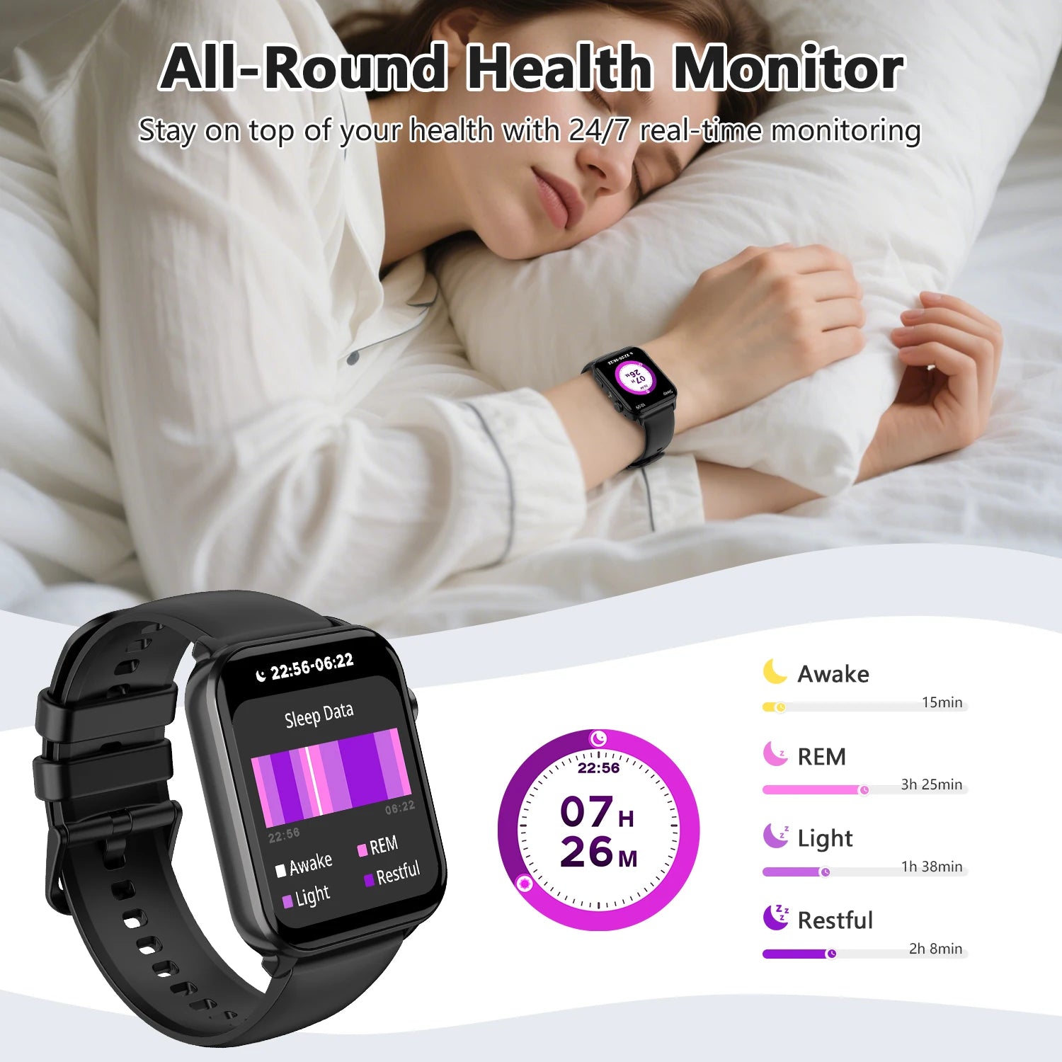 New 2025 Blackview R30 Max Smartwatch with LED Flashlight 1.91'' TFT Screen Health Monitor Bluetooth Watches for Men Women Gifts