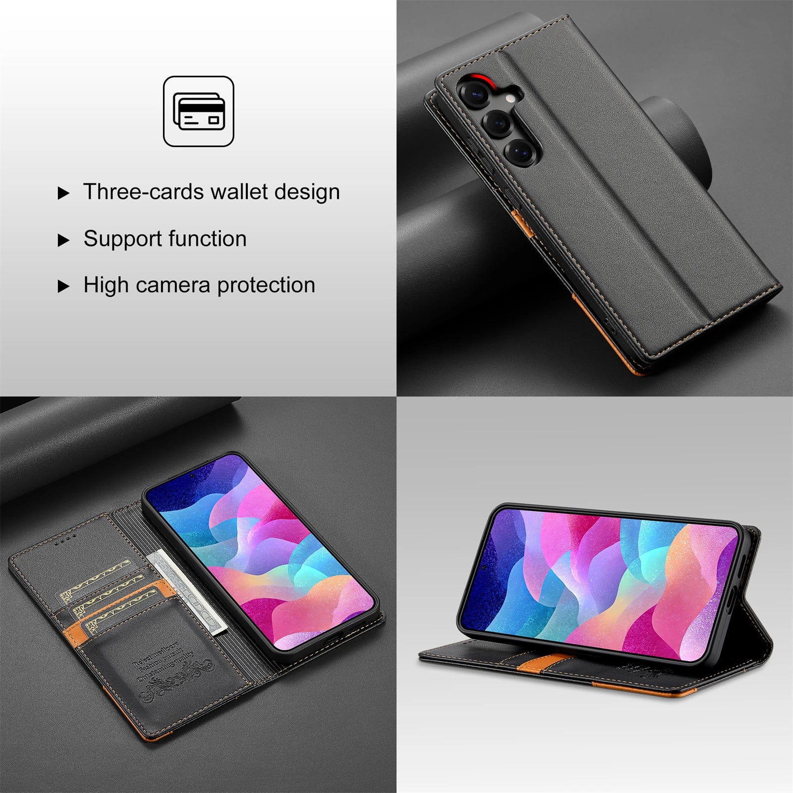 Business Flip Leather Case For Samsung Galaxy A17 A16 A36 A56 A26 A07 A55 A35 A15 A54 A34 A14 A53 A33 A13 Magnetic Wallet Cover