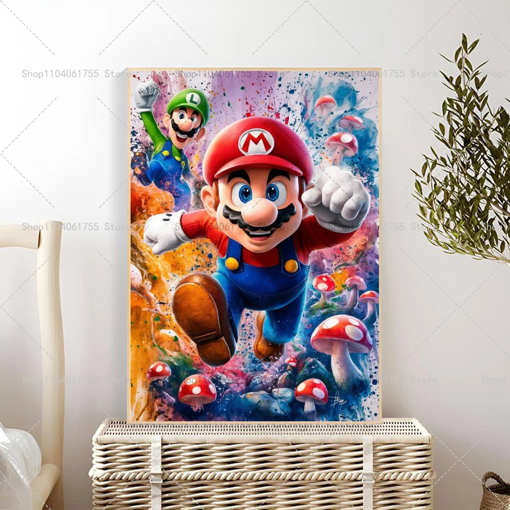 1PC Classic Anime Movie M-Marios Poster Self-adhesive Art Waterproof Paper Sticker Coffee House Bar Room Wall Decor