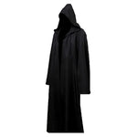 Halloween Medieval Black Robe Cloak Costume Adult Priest Cosplay Hooded Costume and Scary Spooky Loose Cloak for Kids Ladies