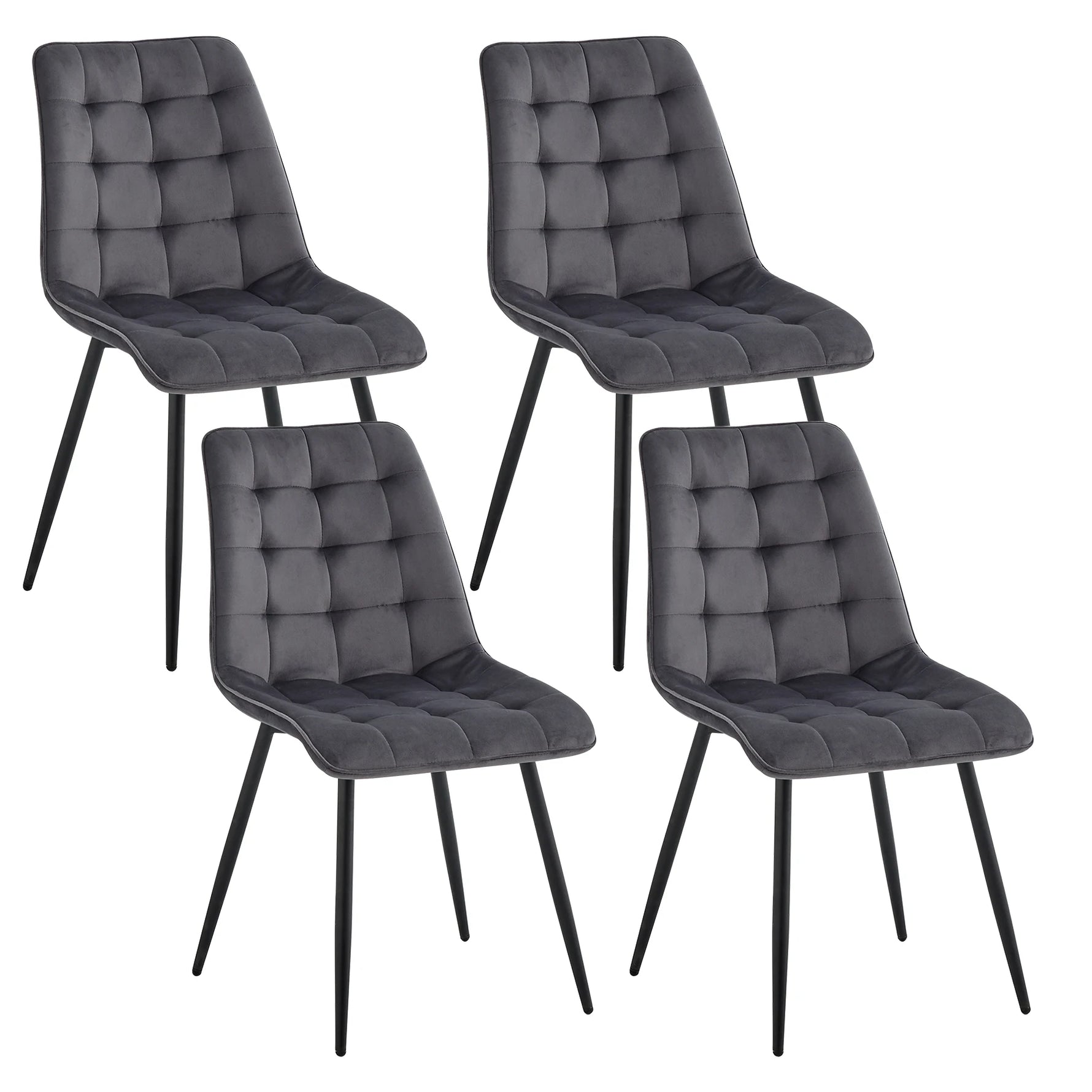 Set of 4 Velvet Dining Chairs Metal Legs Modern Comfortable Chair for Kitchen Bedroom Living Room Home Furniture