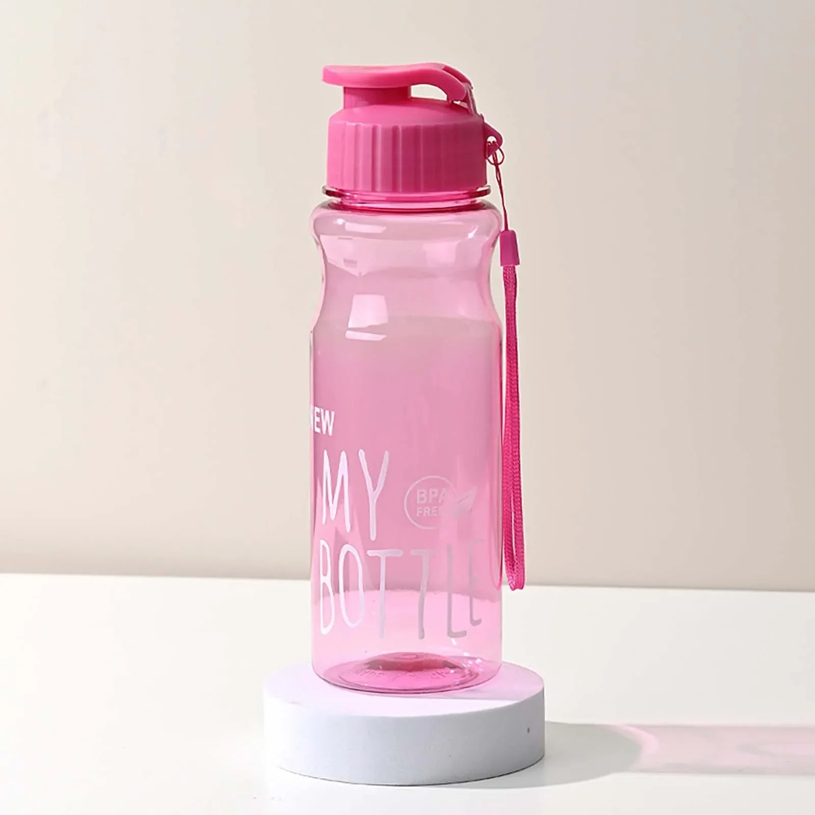 550ML Transparent Water Bottle Food Grade Portable Fitness Sports Water Bottle Tritan Material with Lanyard Outdoor Supplies