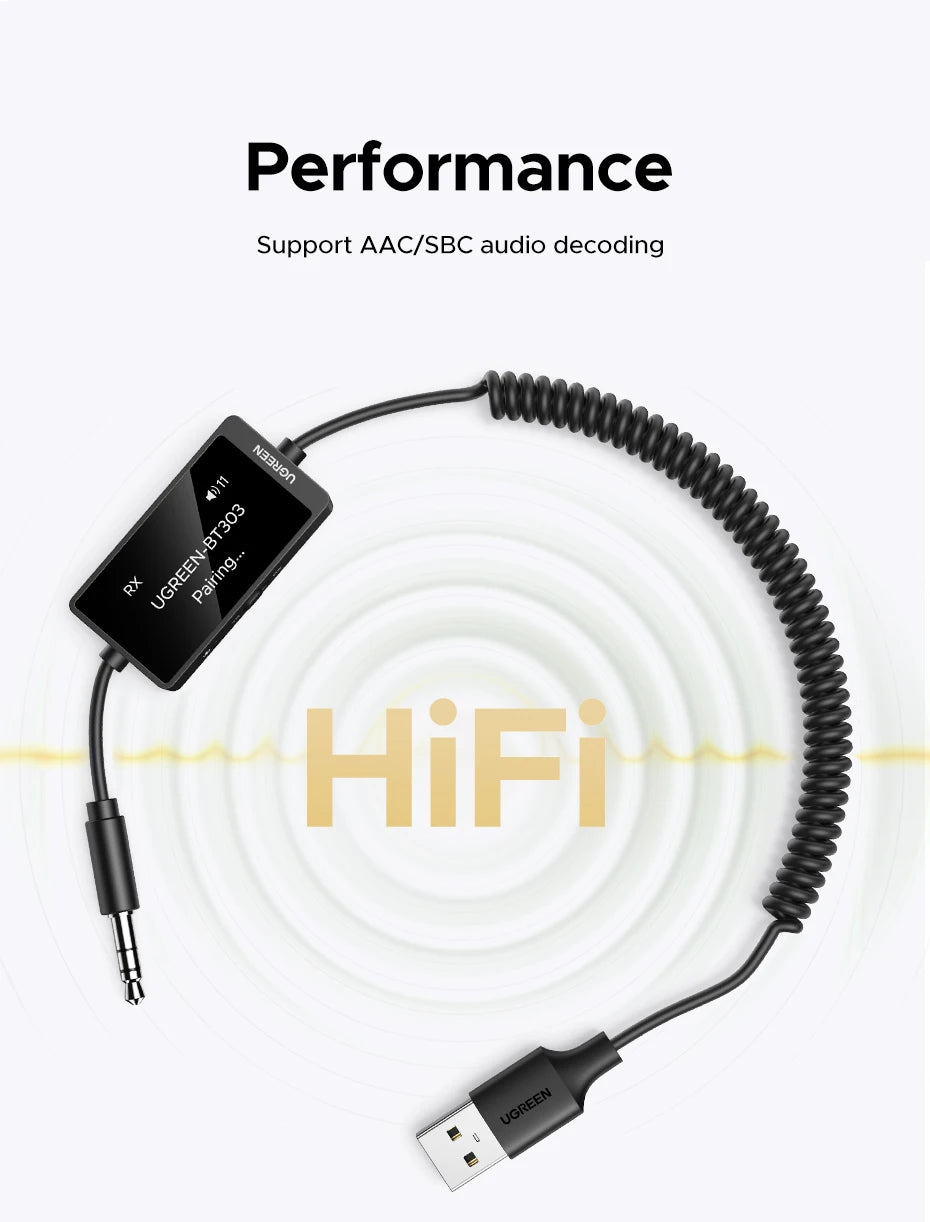 【 RU】UGREEN Bluetooth5.4  3.5mm Jack Audio OLED Display for Home Stereo Car