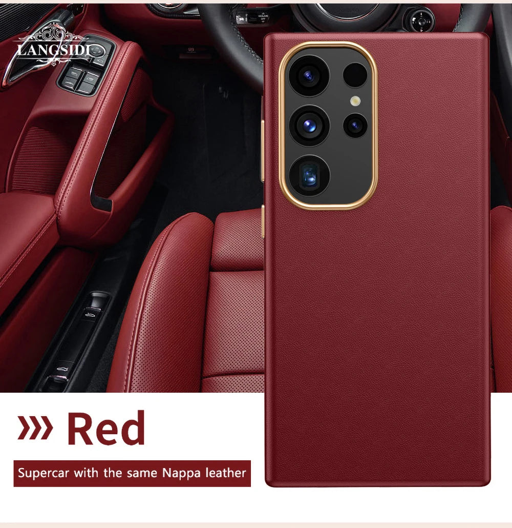 LANGSIDI Luxury Nappa Leather Magnetic Phone Case for Samsung s24 ultra Galaxy s23 ultra s24 plus for Magsafe fundas Back Cover