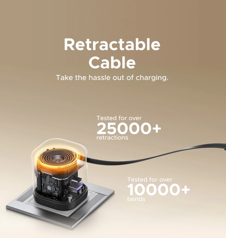 UGREEN 65W GaN Charger With Retractable USB C Cable For iPhone 17 16 Pro Samsung Xiaomi Laptop Macbook Tablet PD Fast Charger