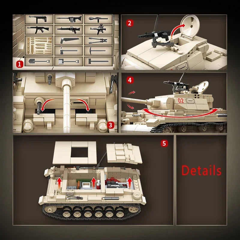 Germany Series Tank III L WW2 Military Series Tank Building Blocks  Bricks Model Set for Kids Educational Toys Christmas Gifts