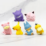 Pokemon 6pcs/set Pikachu Psyduck Gengar Jigglypuff Gonbe Slowpoke Shoulder To Shoulder Sleep Cute Model Doll Action Figure Toys