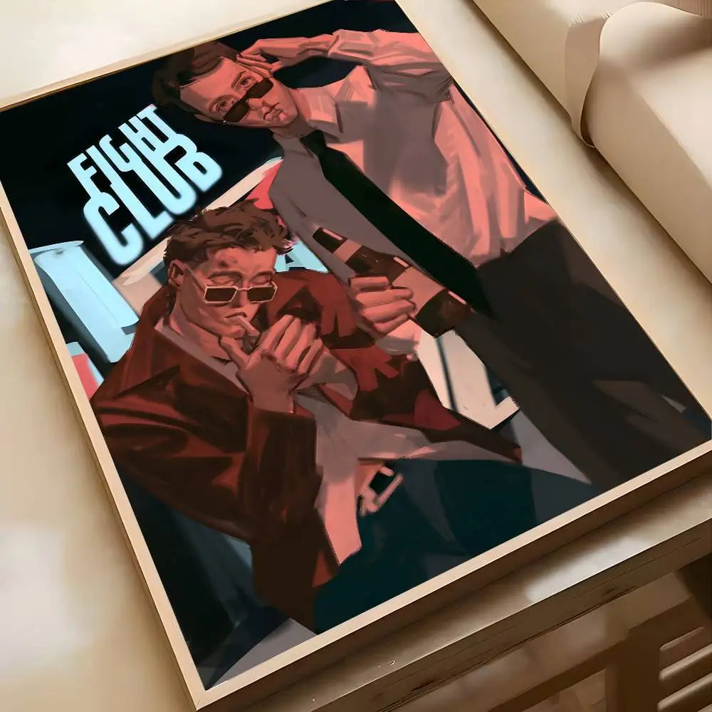 Movie Sticky Fight Club Poster High-definition art sticker Self adhesive waterproof home decoration for living room