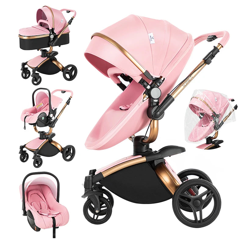3 in 1 Lightweight High Landscape Baby Stroller Cart Carriage for Newborn Luxury Pushchair
