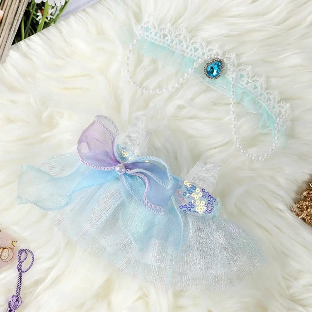 20cm Cotton Doll Clothes With Headwear Bow Headband Accessories Plush Dolls Dresses Skirt Decoration for EXO Idol Doll Accessory