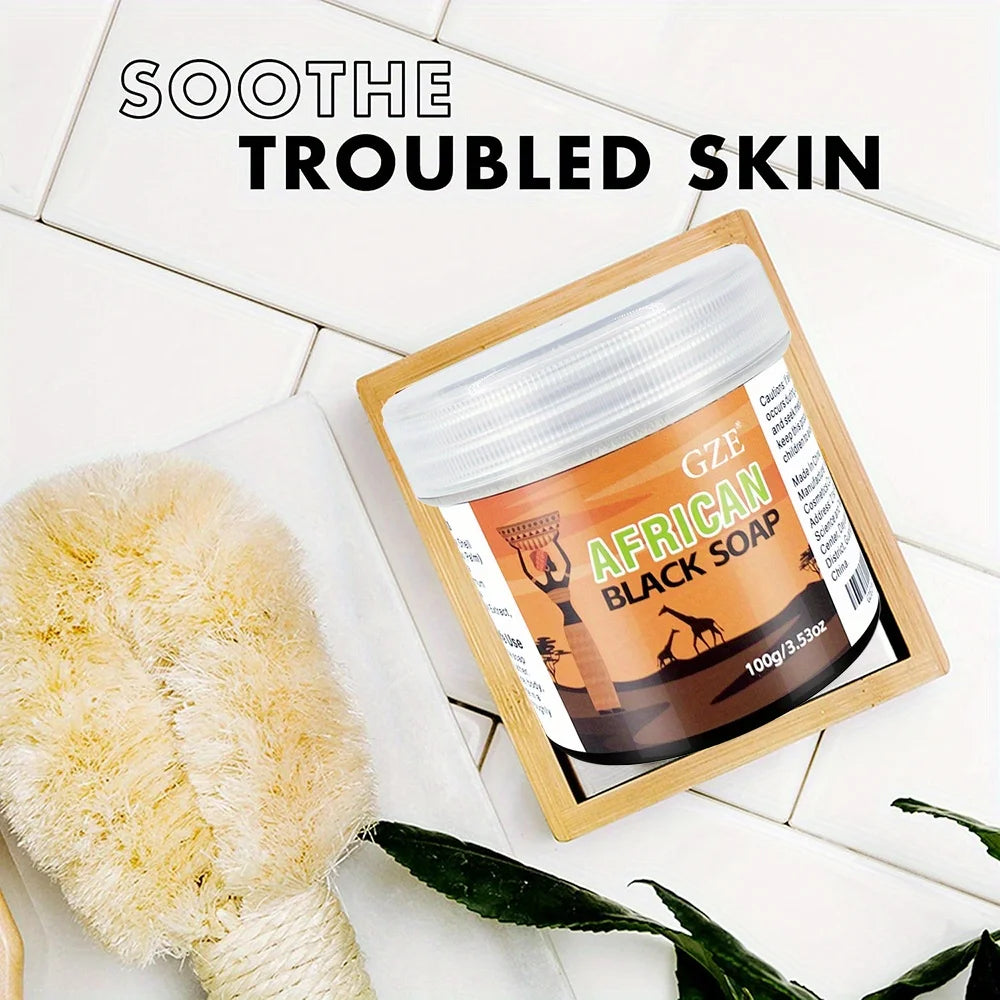 GZE African Black Soap 3-in-1 – Natuurlijke reiniger voor gezicht, haar en lichaam