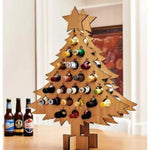 Christmas Countdown Wine Rack Wooden Christmas Tree Shaped Bottle Holder Festive Decor Ornament Craft Accessory