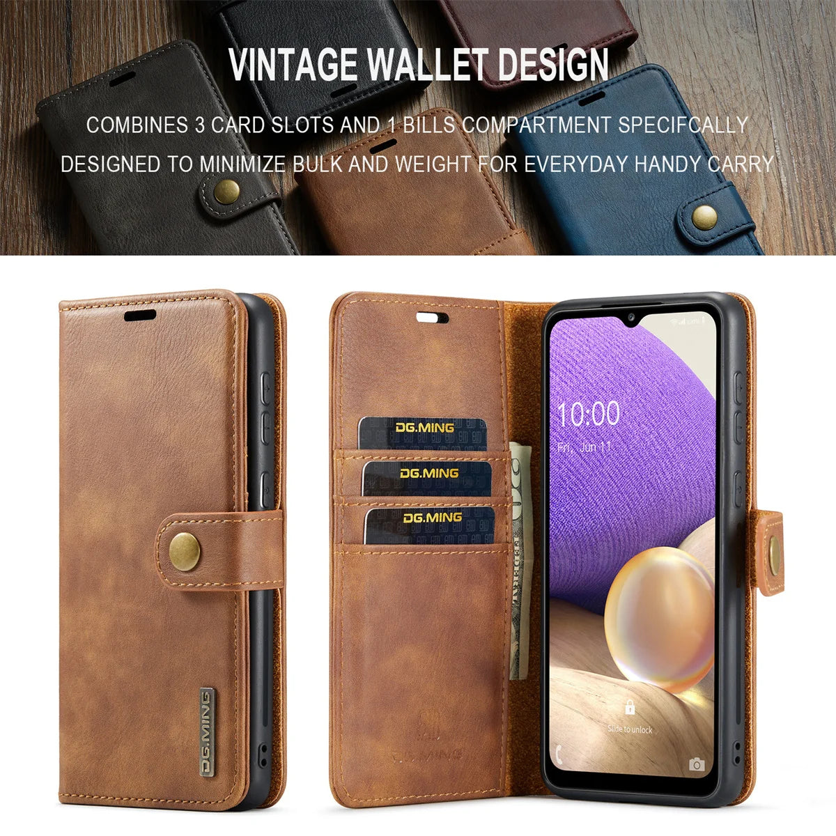 Detachable Magnetic Leather Case for Samsung Galaxy S24 S23 S22 Plus Ultra A14 A24 A34 A54 A53 A15 A35 A55 5G Wallet Card Holder