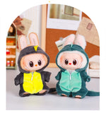 13CM Plush Doll Clothes for Labubu Doll's Clothes 6-Piece Set Dinosaur Animal Suit with Hat Outfit Accessories Dolls Clothing